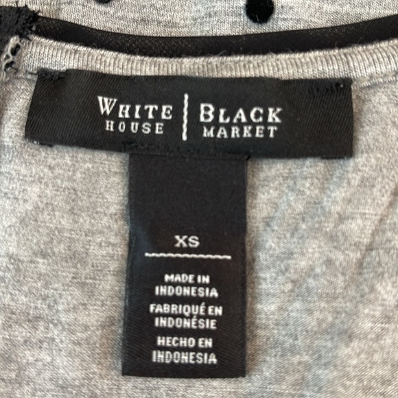 WHBM POLKA DOT SHIRRED SLEEVE TOP - Picture 9 of 11